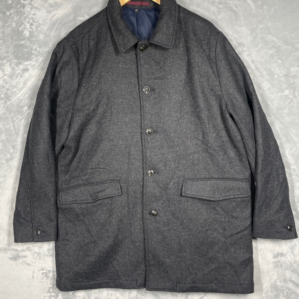 Bonobos Mens XL Charcoal Grey Wool Blend Car Coat Lanificio Luigi Zanieri Fabric